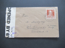 Gemeinschaftsausgabe Heinrich Von Stephan Nr.963 EF Zensurbeleg Stp. British Censorship Und Zensurstreifen Opened By - Storia Postale