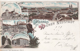 AK - (NÖ) Litho - Gruss Aus WIENER NEUSTADT - Totale - Hauptplatz - Oberrealschule - Militär-Akademie 1897 - Wiener Neustadt