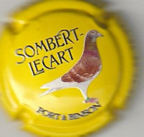 Capsule Champagne SOMBERT_LECART { NR : Pigeon , Fond Jaune } {S18-24} - Sonstige & Ohne Zuordnung