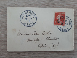 MARCOPHILIE AFFRANCHISSEMENT  OBLITERATION TIMBRE WESSERLING ALSACE 1915 - Storia Postale