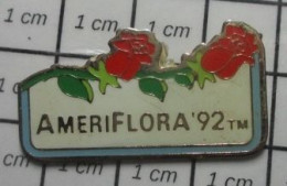 3617 Pin's Pins / Beau Et Rare / MARQUES / FLEURS ROUGES AMERIFLORA'92 TM - Marche