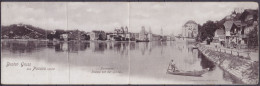 Carte Panoramique Double "Besten Gruss Aus Passau" Affr. 10pf Càd PASSAU /14 APR 1902 Pour BRUXELLES Belgique (pli Verti - Cartas & Documentos