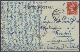 CP Affr. 10 Càd ALENCON /23-9-1917 Pour Adjoint Supérieur André Gilson à KONGOLO Congo Belge - Cachet Censure UK - Càd C - Lettres & Documents