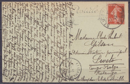 France - CP Honfleur Affr. 10c Càd BEUZEVILLE /27-7-1917 Pour Administrateur Territorial à PWETO Katanga Congo Belge Càd - Storia Postale