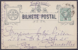 CP Paquebot "Portugal" Affr. 15r Càd Hexagon. LISBOA / 1903 Pour BRUXELLES - Cartas & Documentos