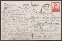 CP Knokke Affr. N°118 Càd ZOUTE / IX 1911 Pour Administrateur Territorial à KIMBUNDJI Katanga Via Elisabethville Congo B - Cartas & Documentos