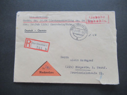 Franz. Zone 1947 Notmaßnahme Roter Ra2 Gebühr Bezahlt Porto Handschriftlich Einschreiben Idar Oberstein 1 Nachnahme - Emissions Générales