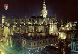 (RECTO / VERSO) SEVILLA - N° 1175 - LA CATHEDRALE ILLUMINEE - CPSM GF VOYAGEE - Sevilla