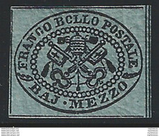 1852 Pontificio 1/2 Baj Grigio Verdastro MNH Sassone N. 1b - Stato Pontificio
