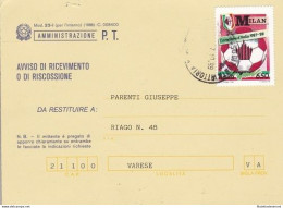 1989 Italia - Repubblica , Milan Campione Di Italia Su AVVISO DI RICEVIMENTO - FDC