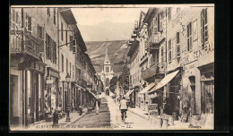 CPA Albertville, La Rue Gambetta Et L`Église  - Albertville