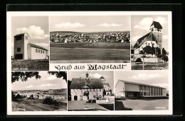 AK Magstadt, Rathaus, Festhalle, Ev. Und Kathol. Kirche, Ortsansicht  - Sonstige & Ohne Zuordnung