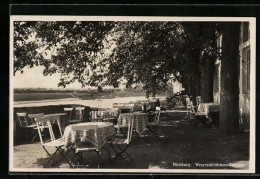 AK Nienburg, Gasthaus Weserschlösschen, Terrasse  - Nienburg