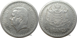 Monaco - Principauté - Louis II - 2 Francs ND (1943) - TTB+/AU50 - Mon6539 - 1922-1949 Louis II.