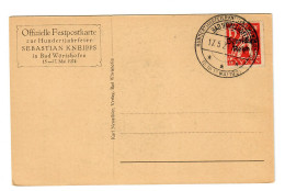 Offizielle Festkarte Hundertjahrfeier Sebastian Kneipp, Bad Wörishofen, 1921 - Cartas & Documentos