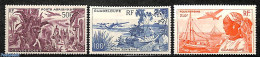 Guadeloupe 1947 VAR.ISLANDVIEWS 3V, Mint NH, Transport - Aircraft & Aviation - Ships And Boats - Unused Stamps