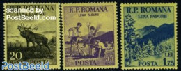 Romania 1954 Forest Month 3v, Mint NH, Nature - Sport - Animals (others & Mixed) - Deer - Trees & Forests - Scouting -.. - Unused Stamps