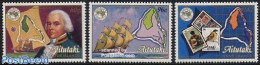 Aitutaki 1984 Ausipex 3v, Mint NH, Nature - Transport - Various - Birds - Philately - Stamps On Stamps - Ships And Boa.. - Briefmarken Auf Briefmarken