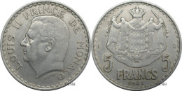 Monaco - Principauté - Louis II - 5 Francs 1945 - TTB/XF45 - Mon6545 - 1922-1949 Luigi II