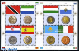 United Nations, Vienna 2007 Flags & Coins 8v M/s, Mint NH, History - Various - Flags - Money On Stamps - Coins