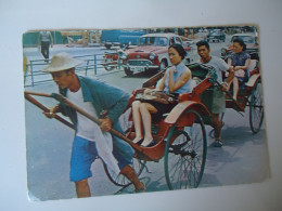 HONG KONG  POSTCARDS  MEN CARYING COACH TAXIS     FOR MORE PURHASES 10% DISCOUNT - China (Hongkong)