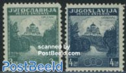 Yugoslavia 1937 Small Entente Foundation 2v, Mint NH, History - Religion - Europa Hang-on Issues - Churches, Temples, .. - Nuevos
