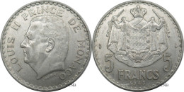 Monaco - Principauté - Louis II - 5 Francs 1945 - TTB+/AU50 - Mon6549 - 1922-1949 Luigi II
