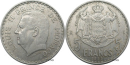 Monaco - Principauté - Louis II - 5 Francs 1945 - TTB+/AU50 - Mon6550 - 1922-1949 Louis II