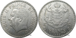 Monaco - Principauté - Louis II - 5 Francs 1945 - TTB+/AU50 - Mon6551 - 1922-1949 Louis II