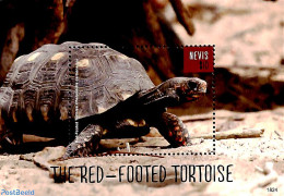 Nevis 2018 Red-footed Tortoise S/s, Mint NH, Nature - Reptiles - Turtles - St.Kitts-et-Nevis ( 1983-...)