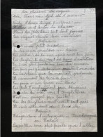 Tract Presse Clandestine Résistance Belge WWII WW2 'La Chanson Des Vague' Handwritten On Both Sides Of The Sheet - Documents