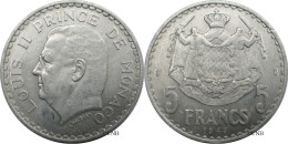 Monaco - Principauté - Louis II - 5 Francs 1945 - SUP/AU55 - Mon6553 - 1922-1949 Luigi II