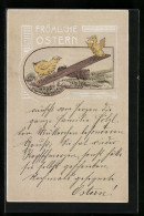 AK Osterküken Auf Der Wippe, Fröhliche Ostern  - Pâques