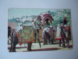 INDIA     POSTCARDS ELEPHANTS RIDE AT AMBER PALACE JAIPUR     FOR MORE PURHASES 10% DISCOUNT - Indien
