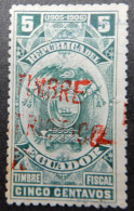 Ecuador 1910 (1) Coat Of Arms Fiscal Stamp Overprinted - Equateur