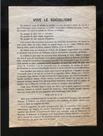 Tract Presse Clandestine Résistance Belge WWII WW2 'Vive Le Socialisme' Printed On Both Sides Of The Sheet - Documenten