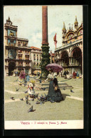 Lithographie Venezia, I Coloinbi In Piazza S. Marco  - Venetië (Venice)