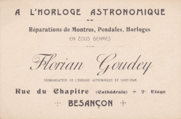 DOUBS CARTE DE VISITE A L HORLOGE ASTRONOMIQUE RUE DU CHAPITRE BESANCON - Tarjetas De Visita