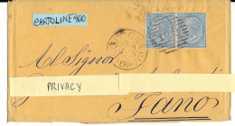 Storia Postale Busta Viaggiata Da Bologna A Fano Nel 1879 Affrancata Con Coppia Da Cent.dieci Di V.e.II (v.retro) - Marcophilie