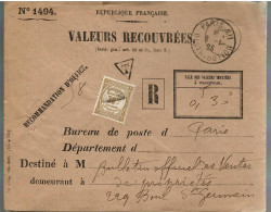 79890 - 1 TIMBRE RECOUVREMENTS - 1859-1959 Briefe & Dokumente