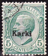 DODECANESE  1912 Overprint KARKI On Italian 5 Ct. Green Vl. 2 - Dodekanisos