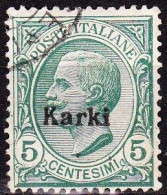 DODECANESE  1912 Overprint KARKI On Italian 5 Ct. Green Vl. 2 - Dodécanèse