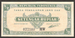 Oeang Republik Indonesia 0.5 1/2 Rupiah P-16 1945 AUNC - Indonesia