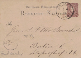 Rohrpost-Karte 25 Pf. Adler In Ellipse - 4 B - Weimar 1884 > Berlin - Fremdverwendung - Tarjetas