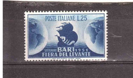 1951 L.25 FIERA LEVANTE BARI - 1946-60: Neufs