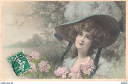 ILLUSTRATION DE WICHERA UNE FEMME SONGEUSE AU GRAND CHAPEAU - Wichera