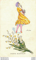 PORTE BONHEUR FEMME ET MUGUET   ILLUSTRATION XAVIER SAGER - Sager, Xavier