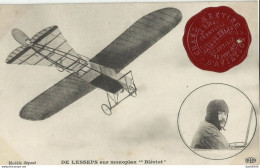 DE LESSEPS SUR MONOPLAN BLERIOT CACHET DE CIRE GRAND MEETING D'AVIATION LE HAVRE TROUVILLE AOUT 1910 - Fliegertreffen