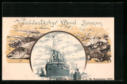 Lithographie Lotsenboote Begleiten Passagierschiff Friedrich Der Grosse  - Passagiersschepen