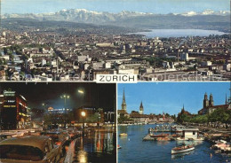 12439351 Zuerich ZH Gesamtansicht Mit Alpenpanorama Limmatquai Kirche Muenster N - Other & Unclassified